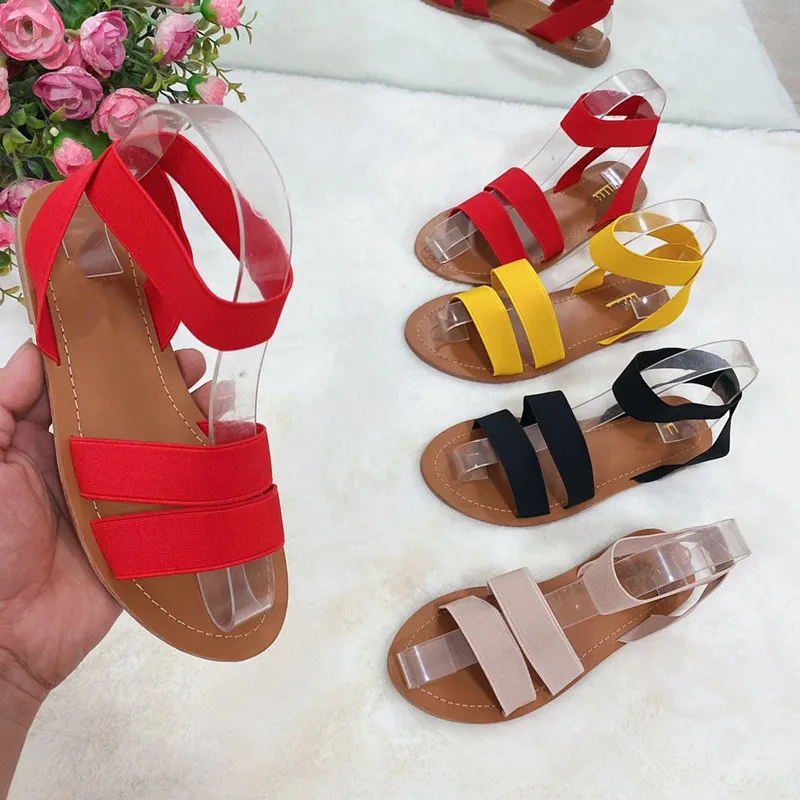 

Women Casual Sandals Summer Shoes Ladies Elastic Band Slip on Plus Size Woman Footwear Beach Comfort Female Fashion 2022 New