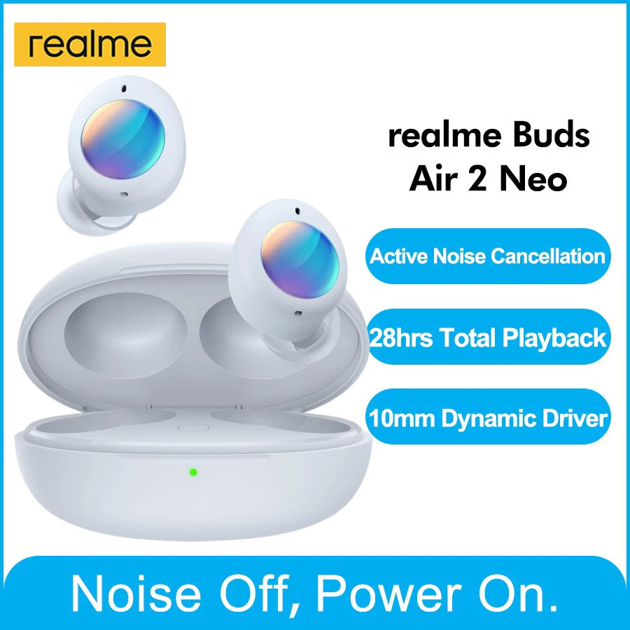 

Realme Buds Air 2 Neo Earphones TWS Wireless Bluetooth 5.2 Noise Cancellation Headphone IPX5 10mm Bass Boost Driver Fast Charge