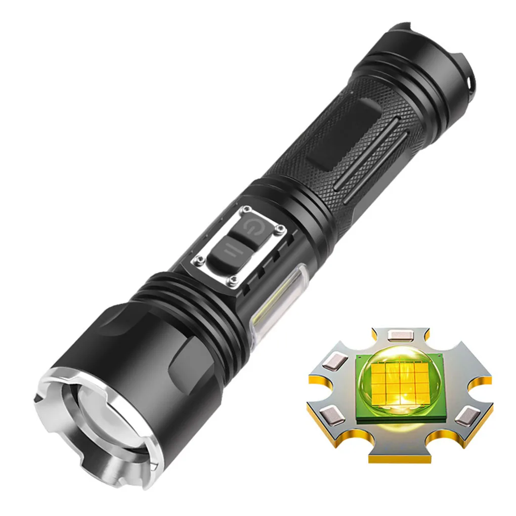 

COB Flashlight Zoomable Powerful Torch Alloy Waterproof Portable Spotlights Emergency light Search 18650Battery