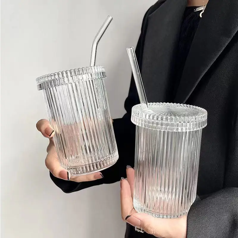 

390Ml Japanese style simple beautiful glass straw cup chic milk coffee cup livery teacup wedding gift