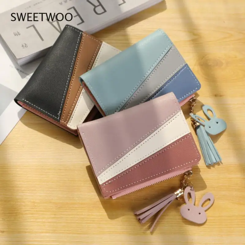 Женский кошелек модные корейские Прошитые матовые короткие кошельки с кисточкой