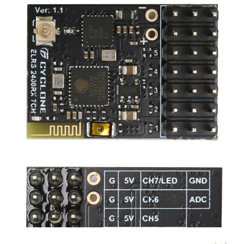 Для циклонного ELRS 2 4G PWM приемника 7CH Expresslrs RX 2400RX PWM/CRSF черный для RC FPV дрона