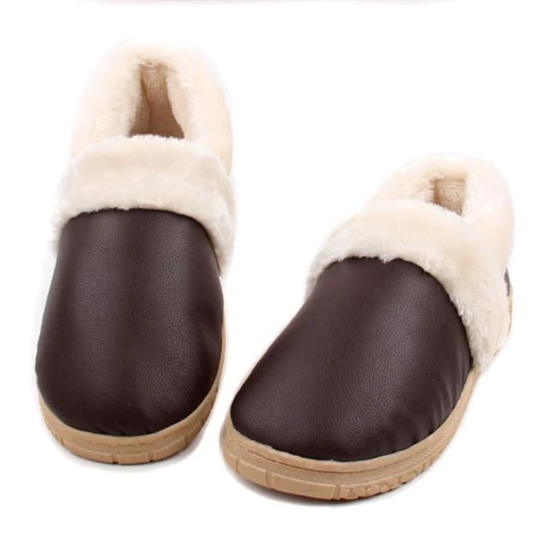 

2022 New PU Leather Cotton Slippers Indoor Slippers Household Warm Antiskid Slippers 0012