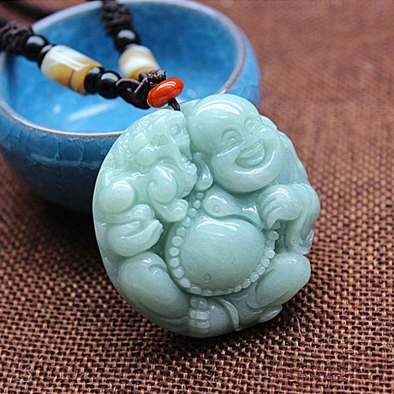 

Myanmar's Natural Jade Maitreya Jade Pendant Women's Lucky Transfer Safe Pendant Necklace