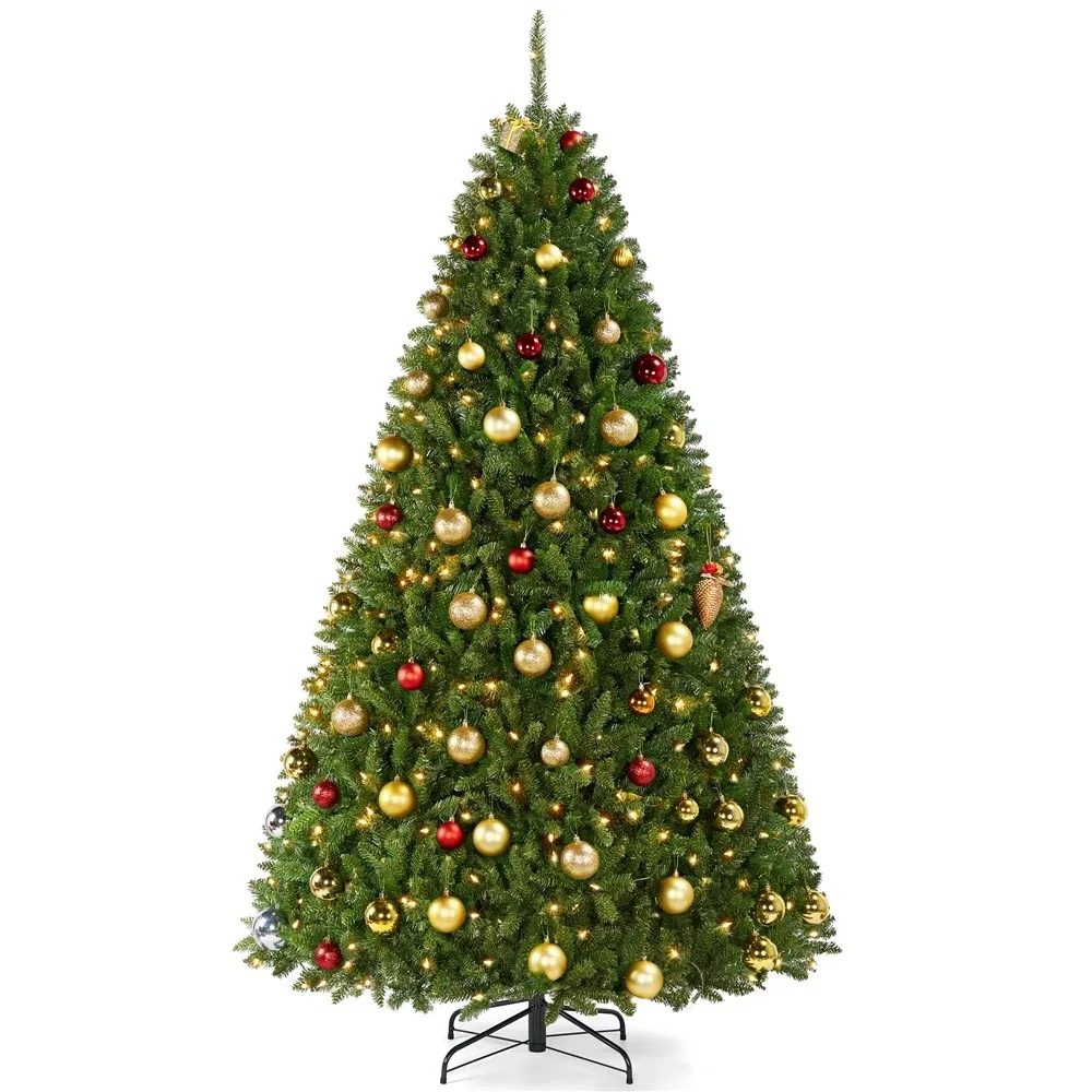 

7.5ft Pre-lit Hinged Spruce Artificial Christmas Tree Foldable Ultra-thick Christmas Tree for Holiday Decoration with 700 Lights
