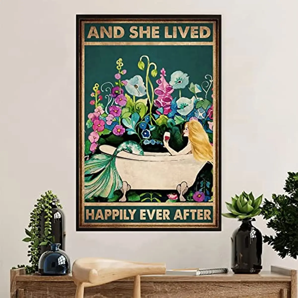 

Металлический знак Русалка «она жила счастливая знака» винтажный Забавный знак Ретро алюминиевые жестяные знаки для дома фермы сада бара в...