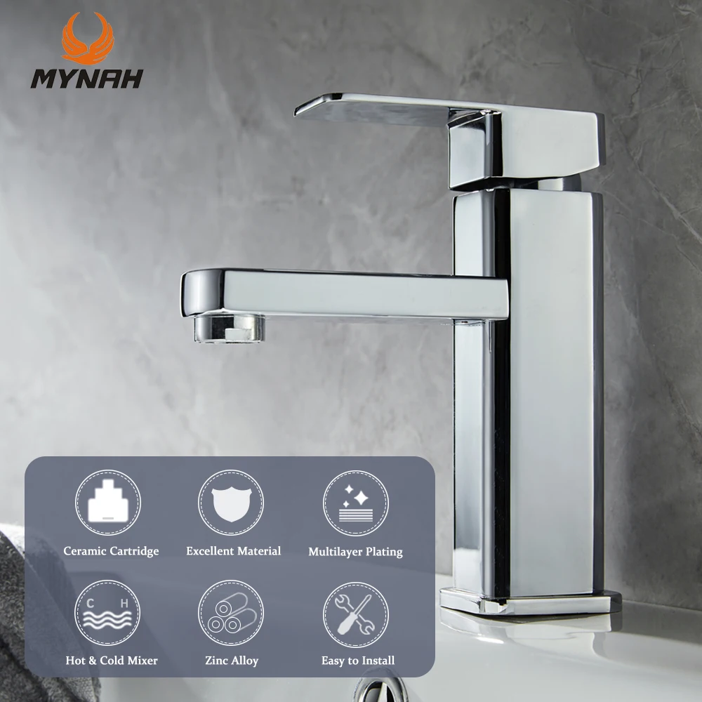 

Смеситель для раковины MYNAH, квадратный, из сплава, для холодной и горячей воды