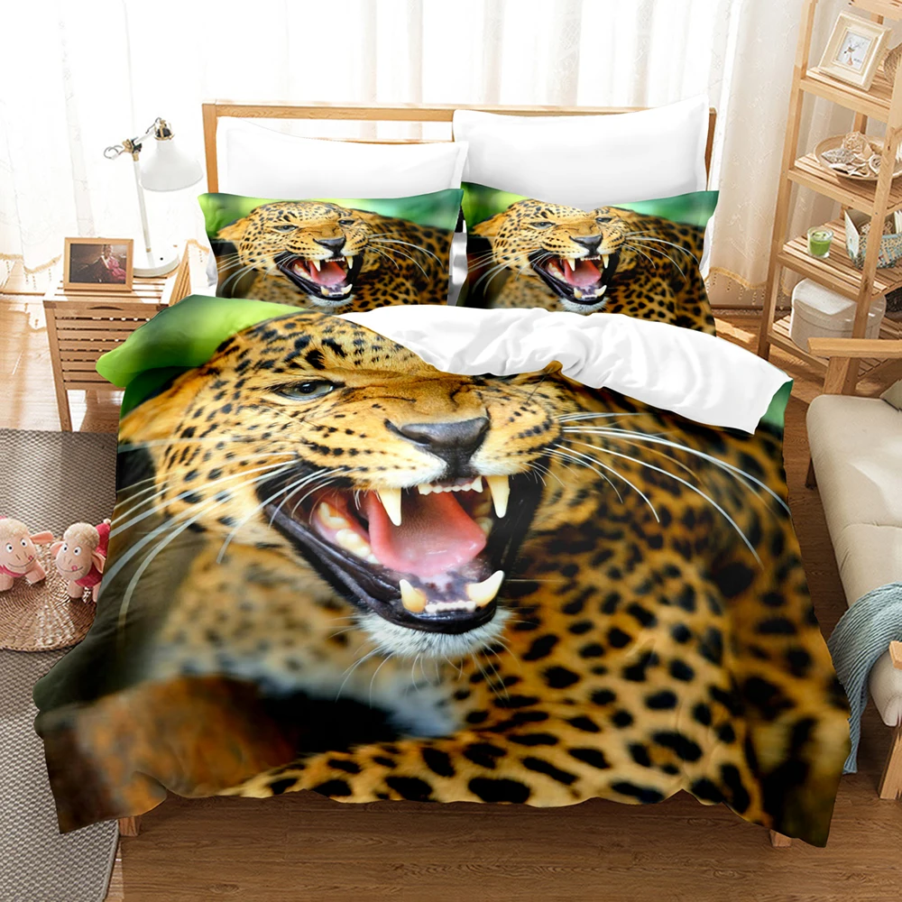 

Leopard Bedding Set Single Twin Full Queen King Size wild animals Bed Set Aldult Kid Bedroom Duvetcover Sets 3D Print 032