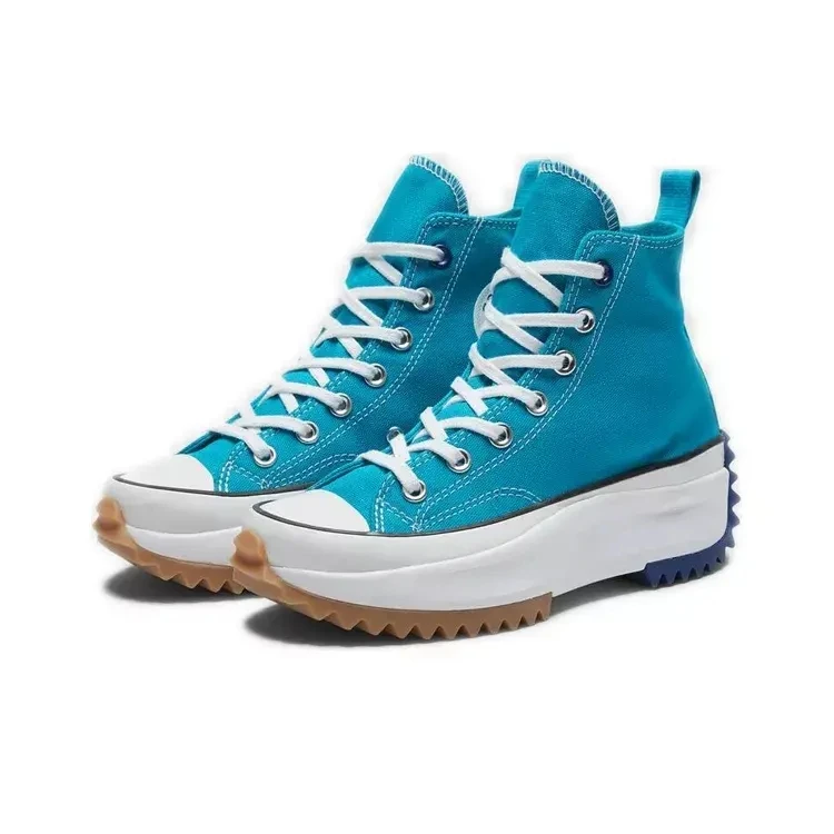 2022 Original Converse Run Star Hike Platform High Top Men and Women Unisex Skateboarding Sneakers Black Classic Canvas 