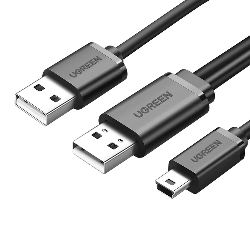 Фото UGREEN Dual USB 2.0 к MINI USB (порт T) Кабель для зарядного устройства Кабели для передачи данных №1
