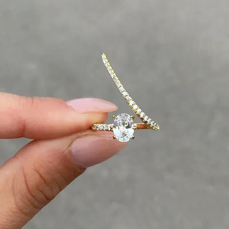 Шикарный дизайн овальные обручальные кольца с кубическим цирконием для женщин