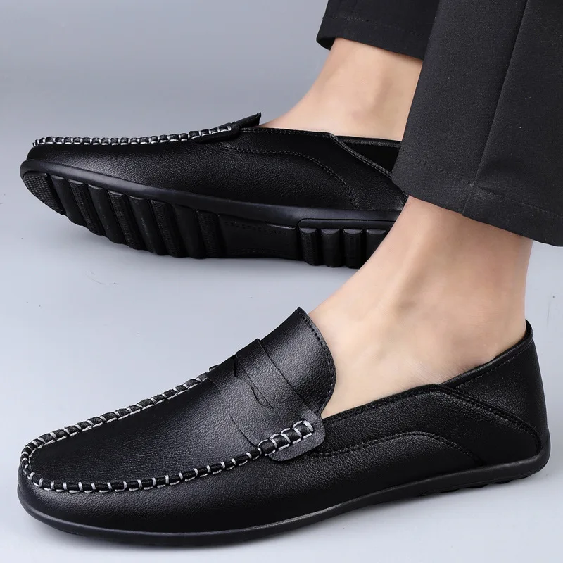 

Men's Casual Leather Shoes Men Trendy Outdoor Loafers Moccasins Mens Light Comfortable Driving Flats EU Sizes 38-47