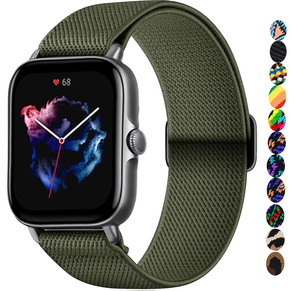 

20mm/22mm band For Amazfit GTS/2/2e/3/GTS2 Mini/GTR/3/Pro/GTR2/47mm/42mm/stratos Nylon Elastic Watch Bracelet Amazfit bip strap