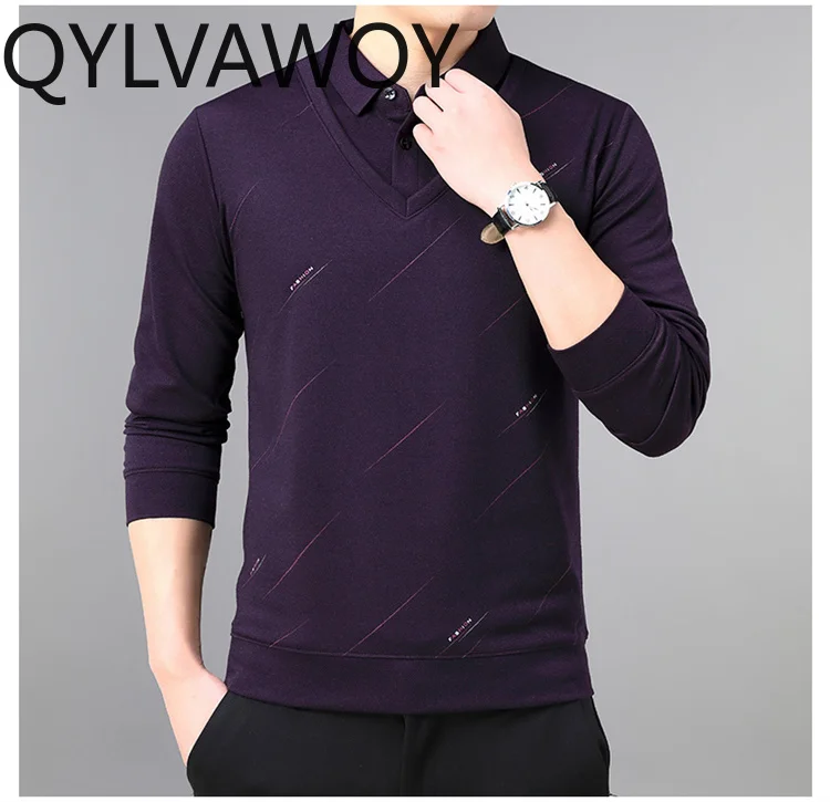 Зимняя мужская одежда QYLVAWOY 100% свитеры в полоску деловые повседневные пуловеры
