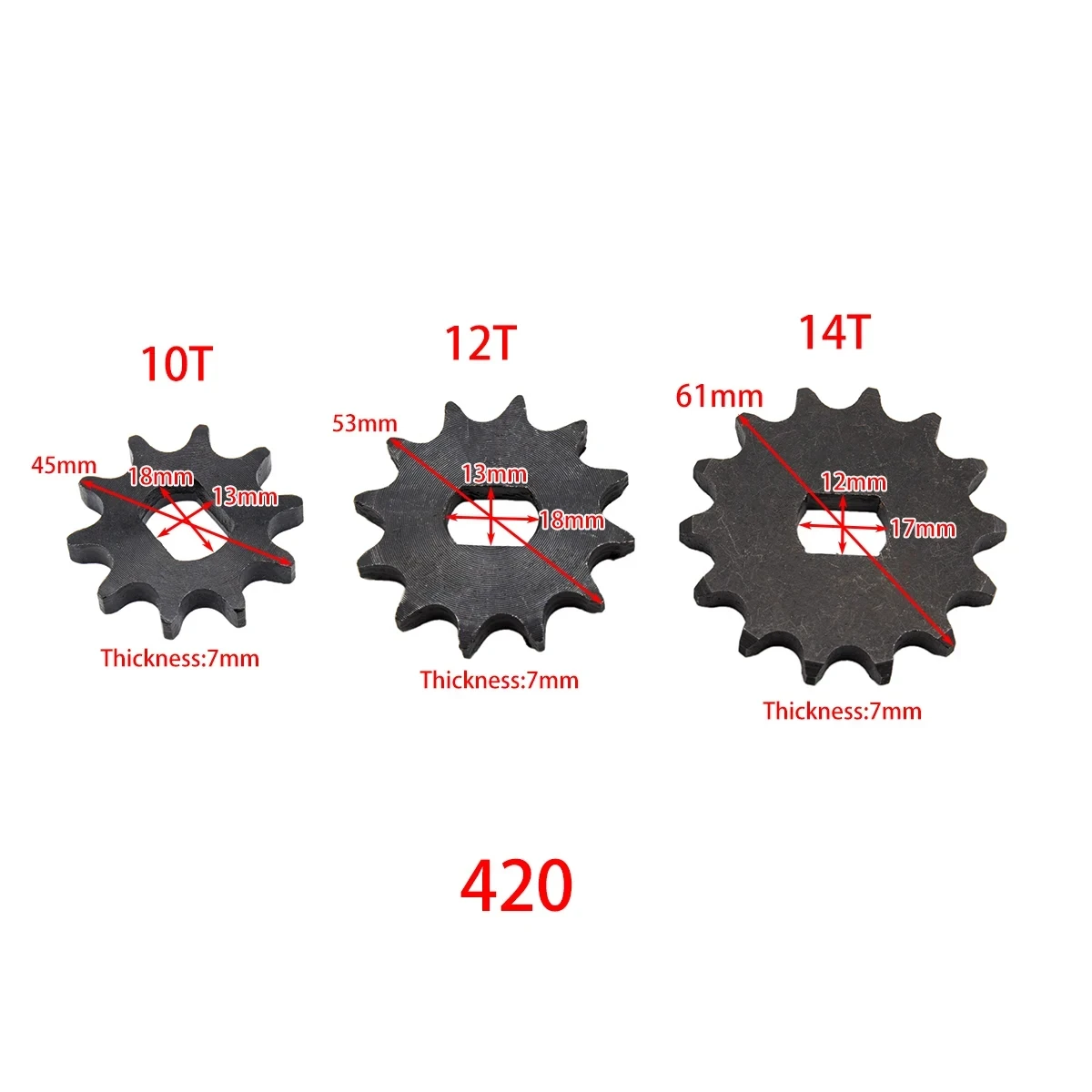9T 10T 12T 14T 16T Звездочка мотор-редуктора 420/428 (4 точки) Модель звездочки MY1020ZXFH MY1020Z