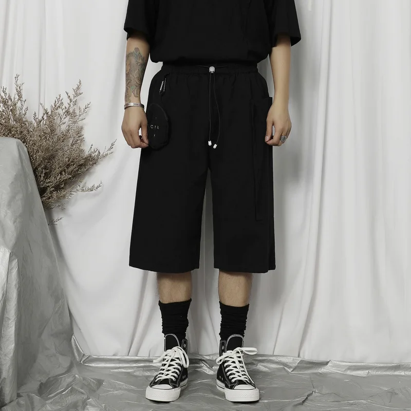 New Summer Simple Casual Pants Men's Capris Japanese Large Size Trend Versatile Loose Straight Pants Overalls