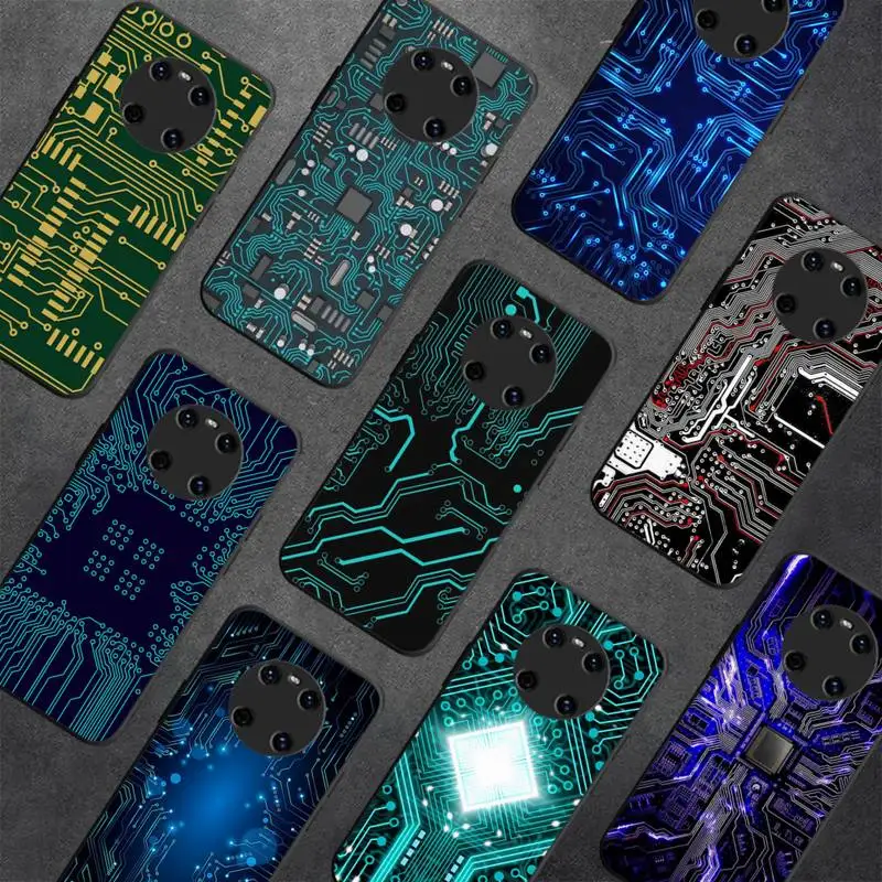 

Gold Plated Circuit Board Pattern Phone Case for Samsung A51 A30s A52 A71 A12 for Huawei Honor 10i for OPPO vivo Y11 cover
