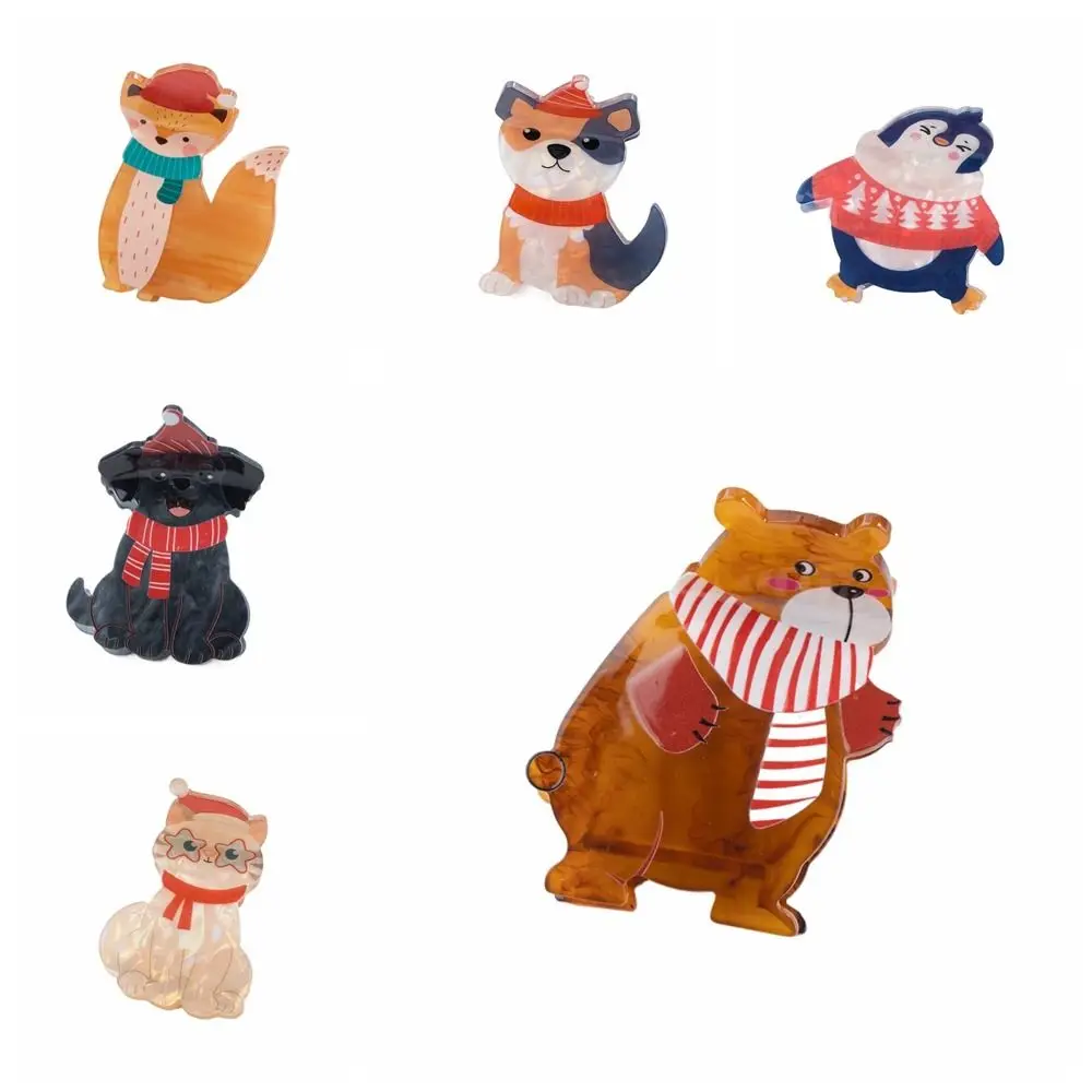 Креативный зажим для волос в виде щенка животного собаки медведя Рождественская