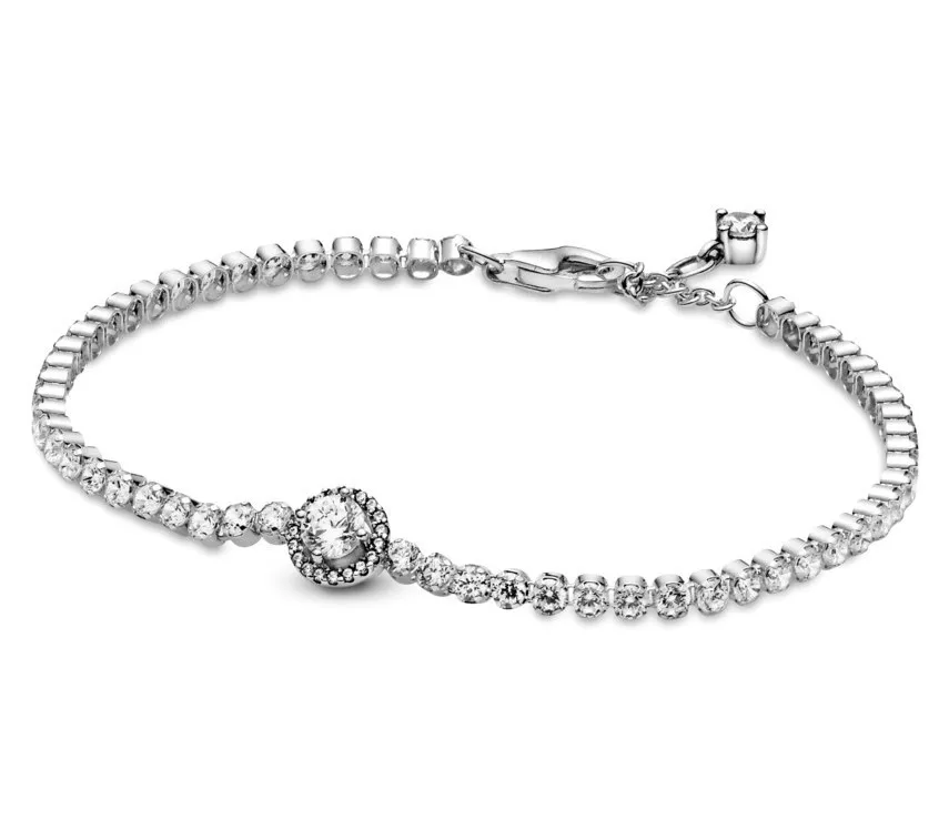 

Original Moments Timeless Sparkling Halo Tennis Bracelet Bangle Fit Women 925 Sterling Silver Bead Charm Fashion Jewelry