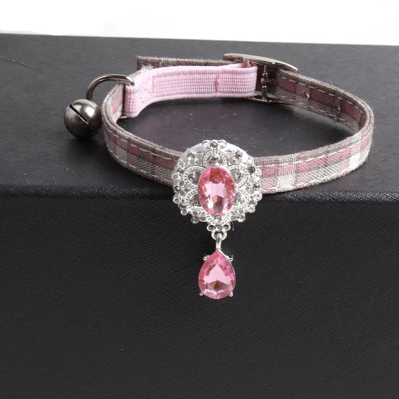 New arrival pet collar alloy diamond buckle Water Drop Pendant cat British elastic band |