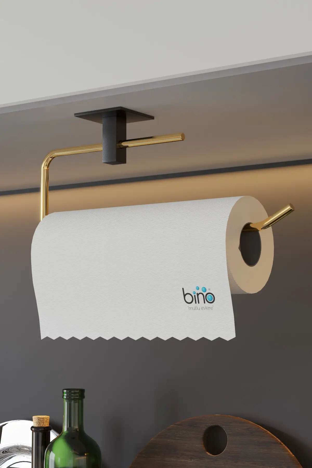 Gold Stainless Steel, Paper Roll Towel Holder, Napkin, Adhesive Design, Bathroom Hanger Kitchen Paper Roll Holder Hanger