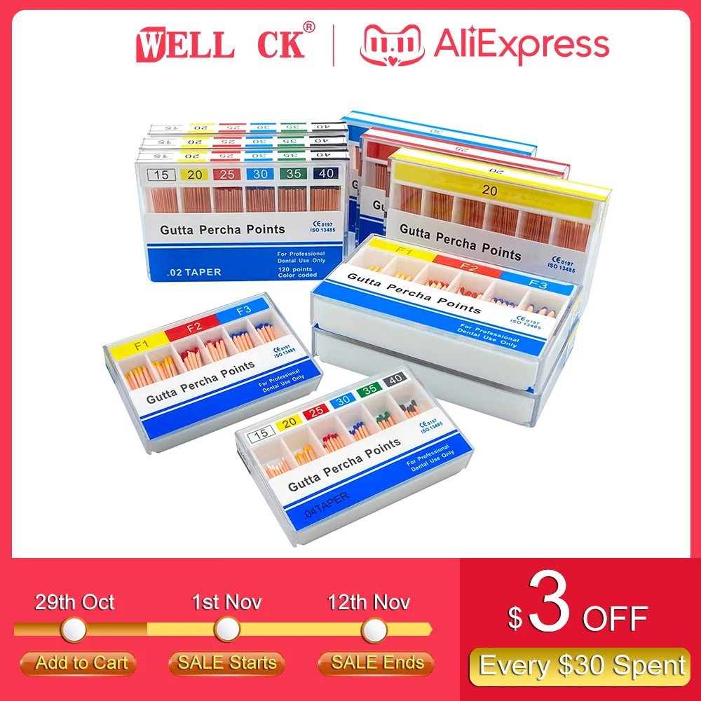 

10 Boxes Dental Gutta Percha Points Root Canal Endodontics Cotton Fiber Tips Taper 02/04/06 #15-40 #F1F2F3