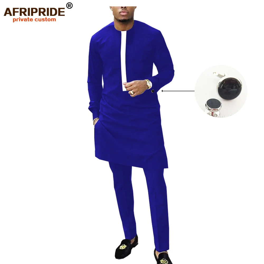 2019 African Men`s Suits Dashiki Outfit Ankara Print Shirt and Pants 2 Piece Set Plus Size Attire Tracksuit AFRIPRIDE A1916022
