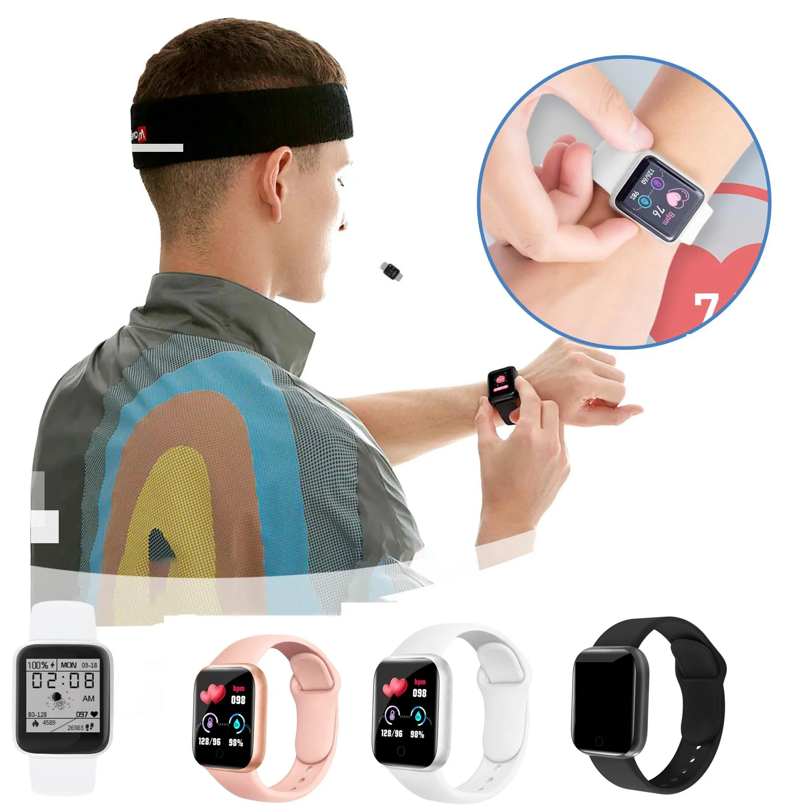 Умные часы D20S/Y68S 1 44 дюйма Bluetooth фитнес-браслет для Android Ios 2024 новые умные вечерние