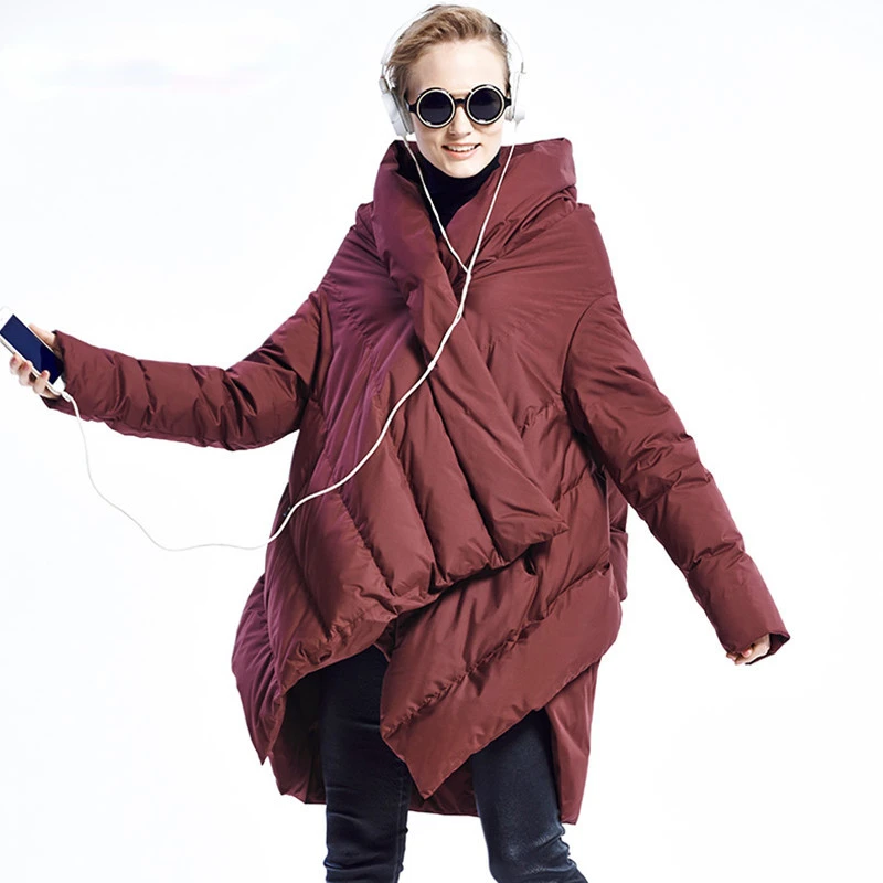 Down Jacket Women New Winter Personality Cloak Mid-length A-line Loose Thickening Trend Coat