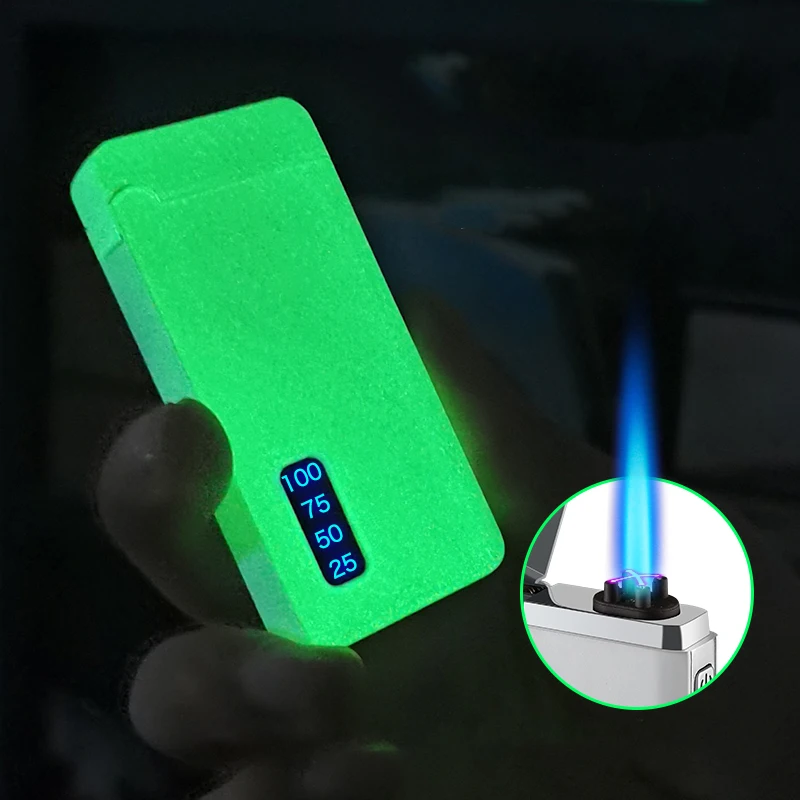 

Newest Luminous Gas Lighters Jet Windproof Arc Plasma USB Chargeable Lighter Metal Torch Electric Butane Pipe Cigar Lighter Gift