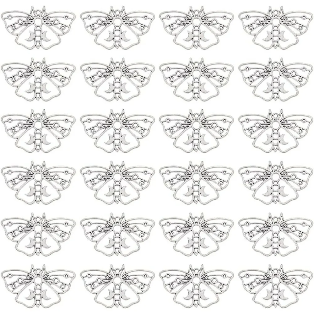 1 коробка 50 шт. подвески Луна-моль объемные серебряные готические на Хэллоуин