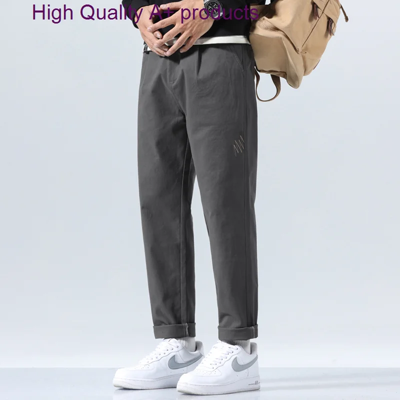 

Брендовая мужская одежда, осень-зима, мужские Модные черные прямые брюки, повседневные Простые широкие брюки в Корейском стиле, свободные мужские комбинезоны