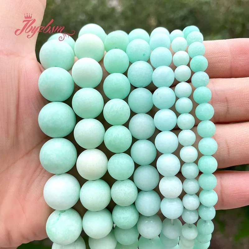 

Natural Amazonite Jade Round Frost Matte Loose Stone Beads For DIY Necklace Bracelats Jewelry Making Strand 15inch Free shipping