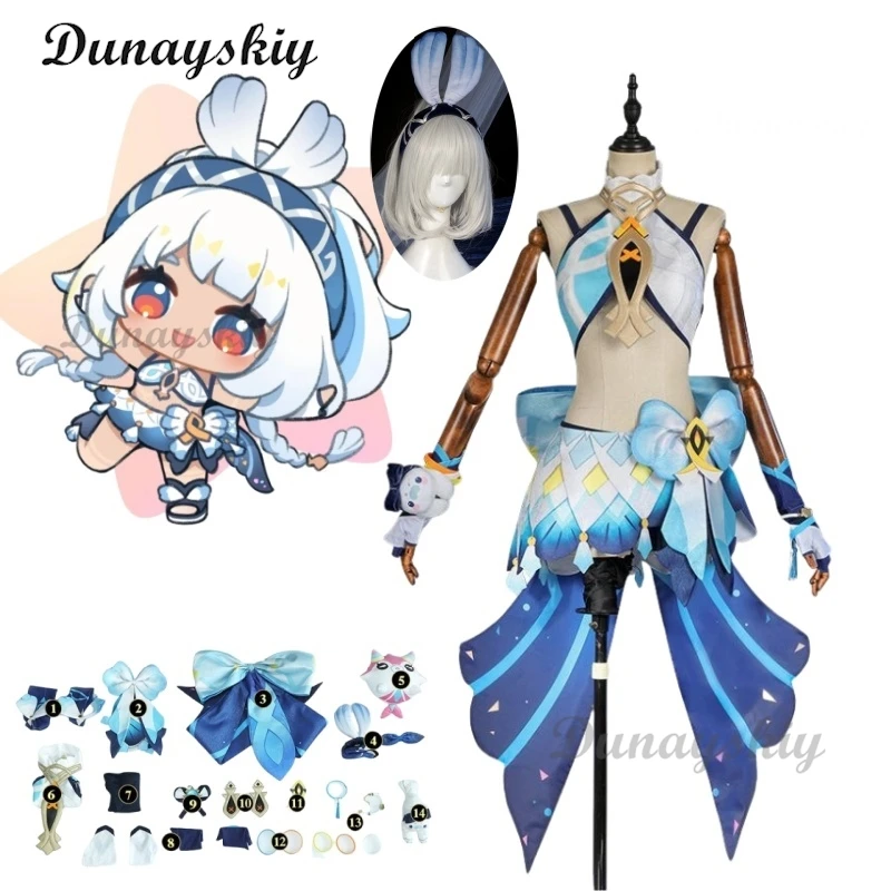 Игра Genshin Impact Mu유 Костюм Женское Милое Платье Cos Аниме Униформа Для Вечеринки