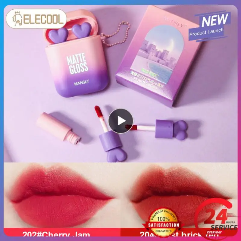 

MANSLY Heart-shapedLip Gloss Tube Matte Air Lip Glaze Velvet Lipstick Set Long Lasting Waterproof Nonstick Cup Lip Makeup