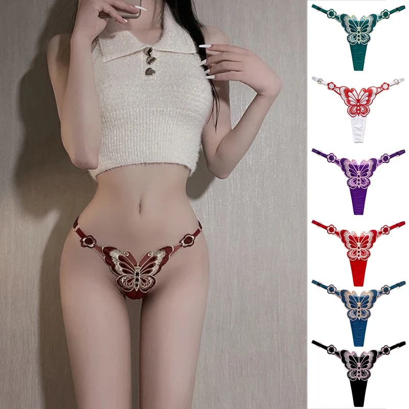 

Sexy Women Thong Panties G-String Butterfly Embroidery Briefs Panties Lingerie Underwear Sexy Ladies Thong Underpanties