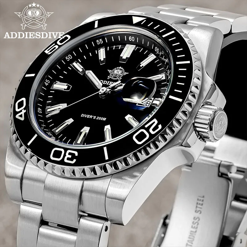 Фото ADDIESDIVE Новые роскошные мужские часы AD2510 для дайвинга 41 мм BGW9 Светящийся эмалевый циферблат с завинчивающейся короной Прочный ремешок из нержавеющей стали №5