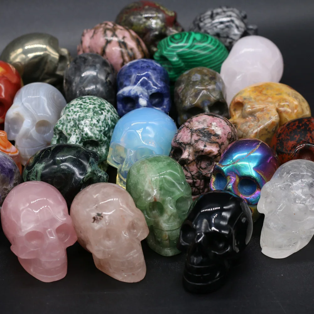 

Natural Agates Stone Ornaments Fashion Natural Carved Crystal Ghost Head Crafts for Home Decoration Halloween Party