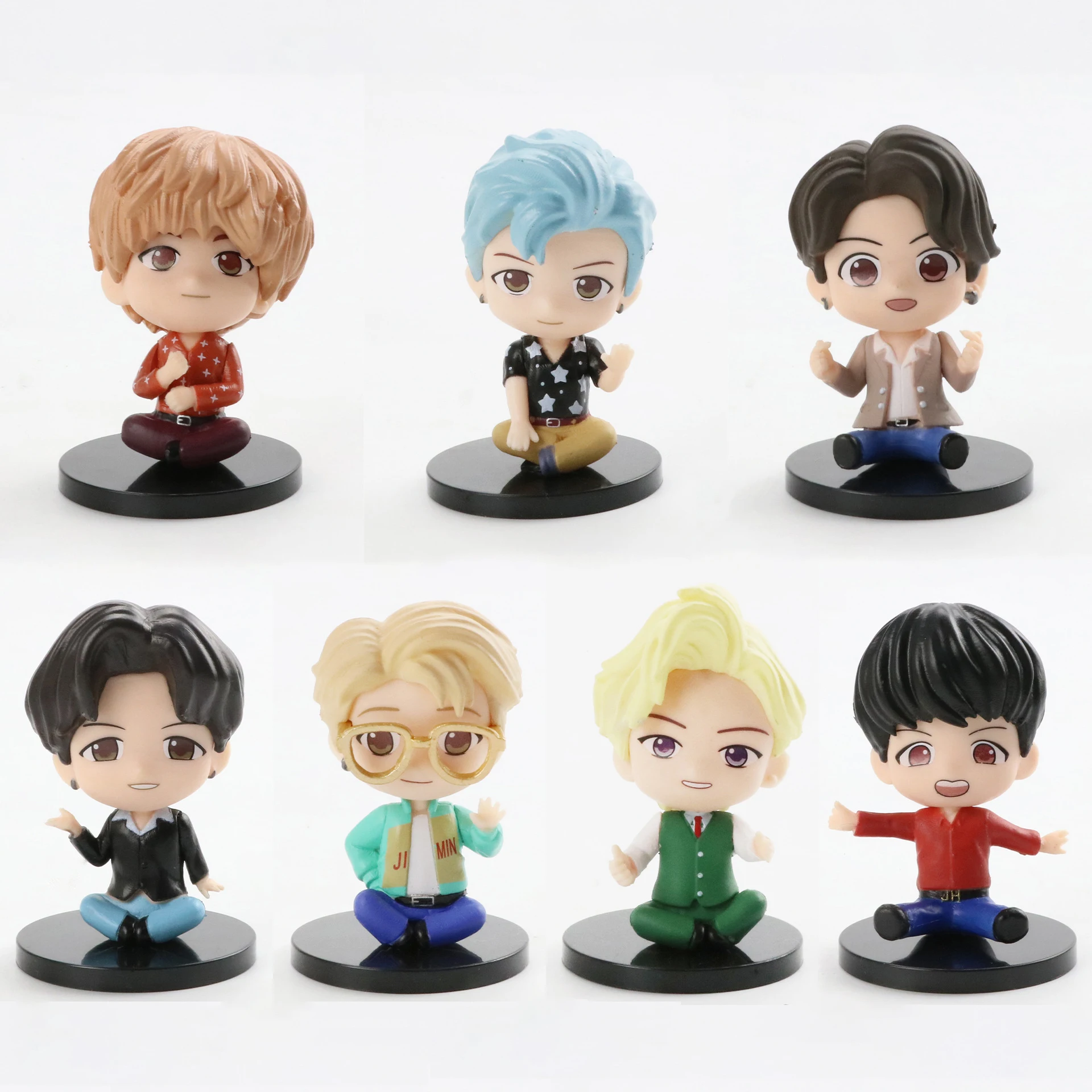 

7pcs/set Kawaii KPOP Star TOP Group PVC Figure Model Toys Cute Bangtan Boys Groups A.R.M.Y Action Figures Dolls Gift for Girls