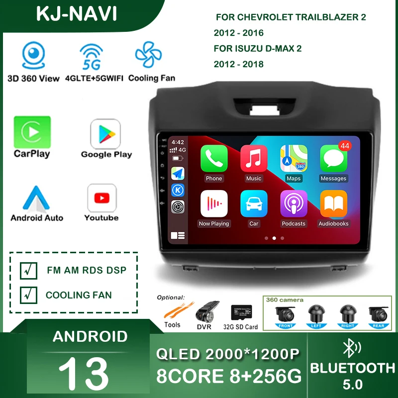 

Android 13 For Chevrolet TrailBlazer 2 2012 - 2016 For Isuzu D-MAX 2 2012 - 2018 Car Radio Carplay Multimedia Player Navigation
