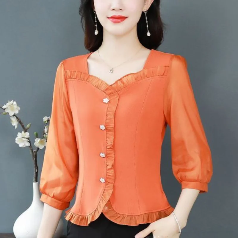 Женский пуловер на пуговицах однотонный тонкий короткий топ с V-образным вырезом