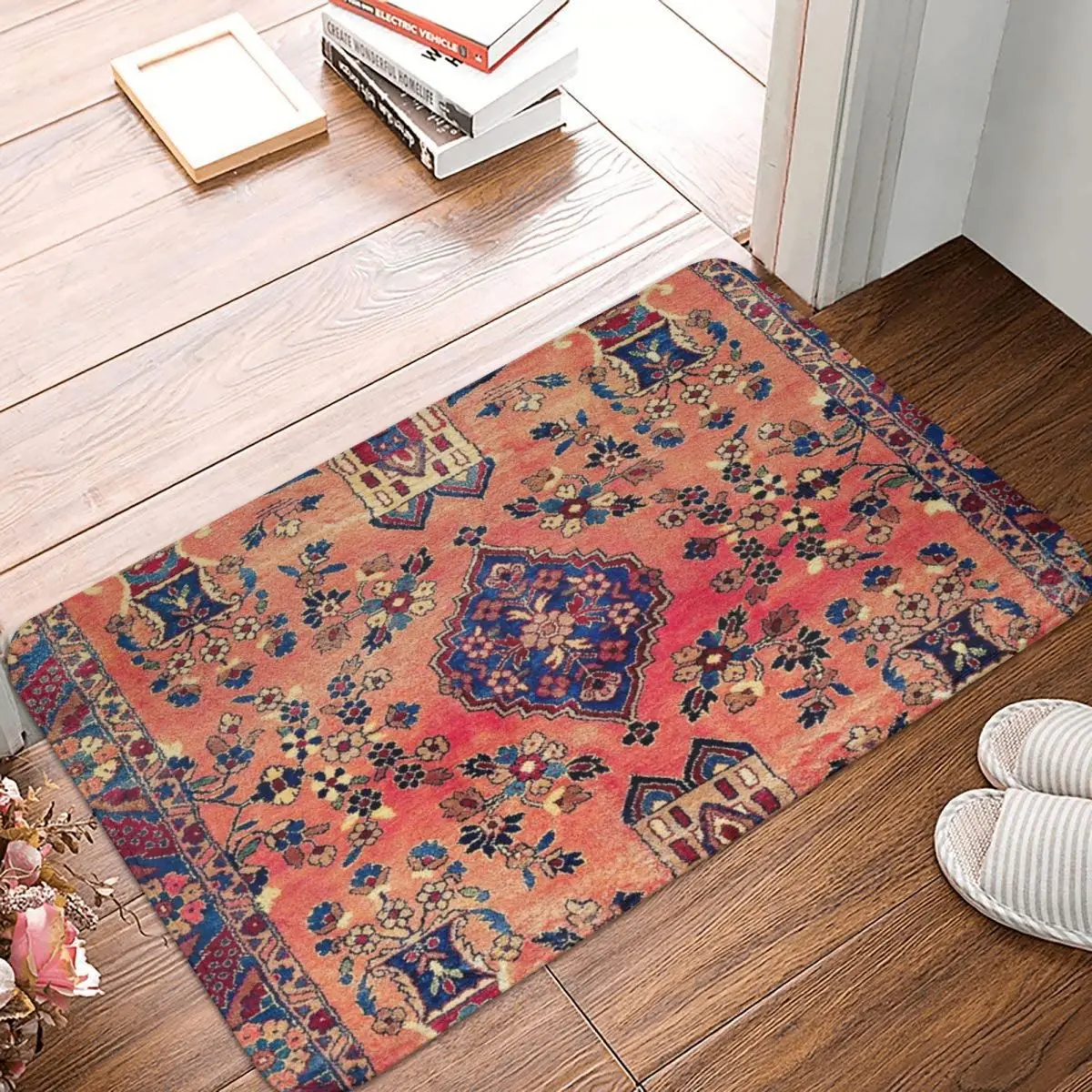 

Kashan Central Persian Silk Doormat Rug carpet Mat Footpad Polyester Non-slip Washable Corridor Kitchen Bedroom balcony toilet