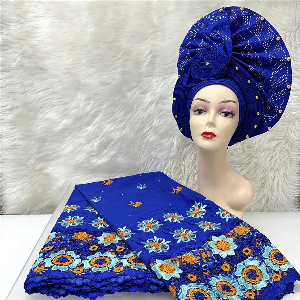 5 ярдов, мягкая кружевная шляпа из гипюра с краями, из хлопка, с золотыми бусинами, сего, Aso-Ebi, нигерийская швейцарская вуаль, кружева CT1333