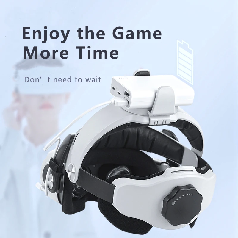 Head Strap for Mate Oculus Quest 2 with Power Bank Holder Clip Elite Strap Adjustable Powerbank Fixing Bracket Comfortable in VR