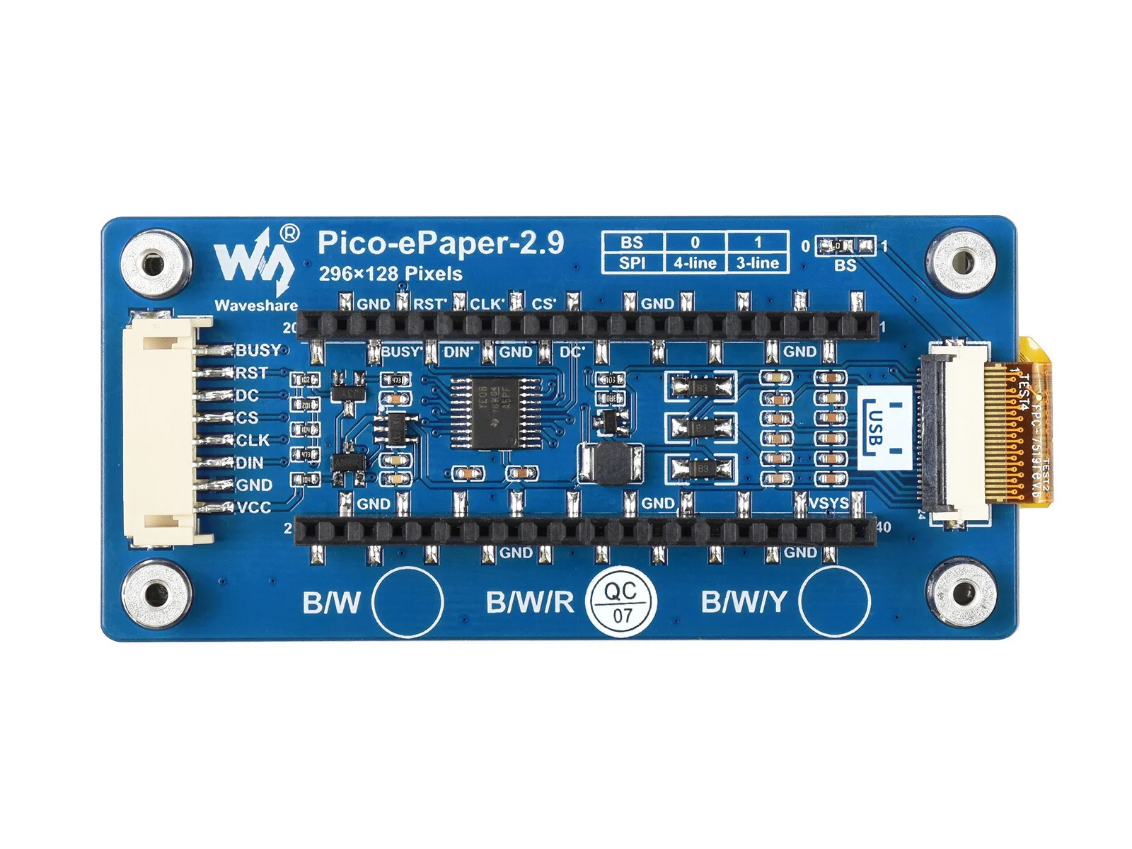 Модуль дисплея Waveshare 2 9 дюйма E-Papier E-Ink (B) для Raspberry Pi Pico 296 × 128 пикселей Rood/Zwart/Wit