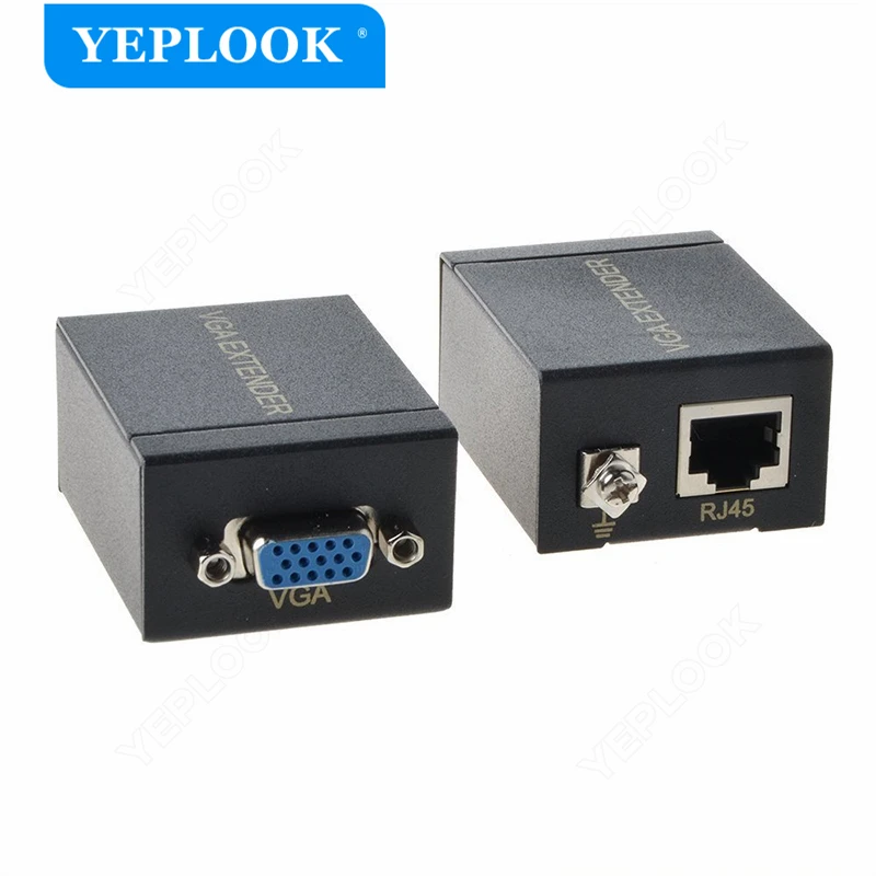 

1 Pair VGA to RJ45 Receiver Transmitter Extender Repeater 60 Meter Signal Amplifier 1080P Cat5e/6 for Laptop Computer Projector