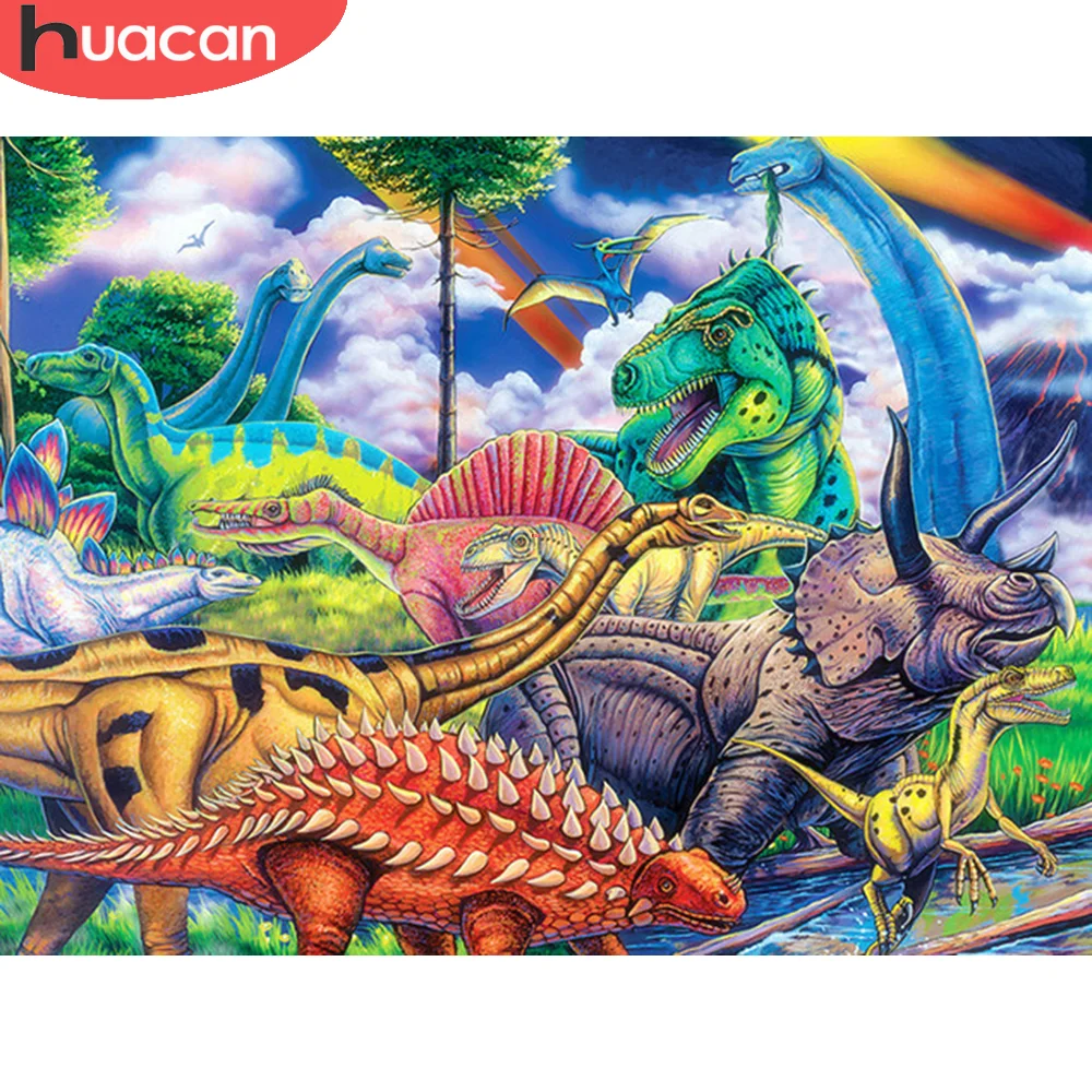 

HUACAN 5D алмазная живопись животные DIY Полная Алмазная вышивка динозавр мозаика Стразы картина рисунок на стену