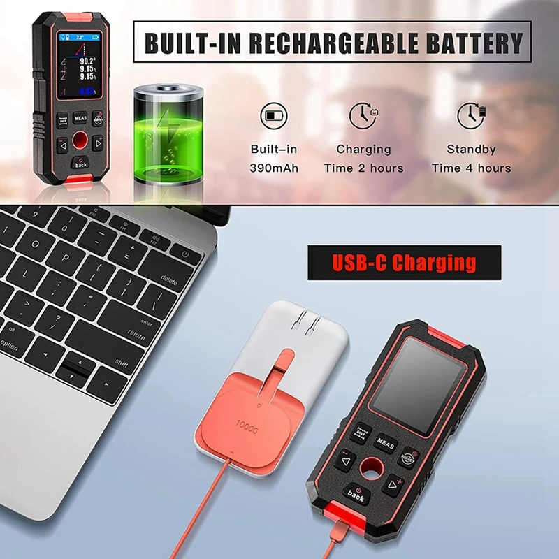 Расстояние измерения 60 м/футов + настенный сканер для поиска шпилек с ЖК-дисплеем