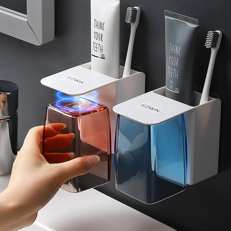 

Toothbrush Holder Wall Mounted Toothpaste Storage Rack Bathroom Organizer Accessories Toothbrush Storage