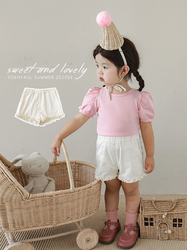 

Шорты для девочек, детские летние универсальные тонкие однотонные Белые пляжные брюки